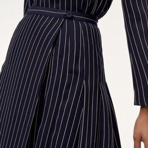 Aritzia Babaton Navy Pinstripe Midi Skirt